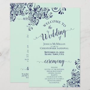 Navy Blau & Mintgrün BUDGET-Hochzeitsprogramm