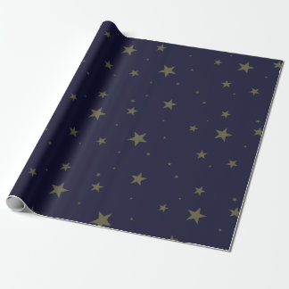 Navy Blau mit goldenen Sternen Geschenkpapier