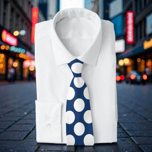 Navy Blau mit weißen Punkten Retro Krawatte