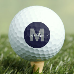 Navy Blau Monogramm Anfangsbuchstabe Name Golfball