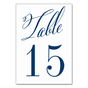 Navy Blau Mr. & Mrs. Elegante Schrift Tischnummern