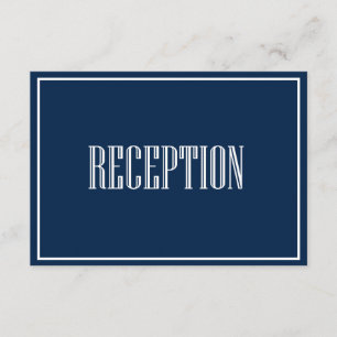 Navy Blau Old Fashion Typografie Empfangskarte Begleitkarte