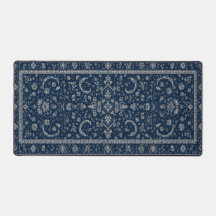 Navy Blau Persischer Blumen-Teppich-Schreibtischun