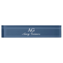 Navy Blau Personalisierter Name Eleganter Stil Namensplakette