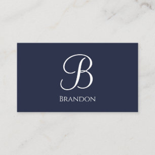 Navy Blau personalisierter Name und Monogramm Visitenkarte