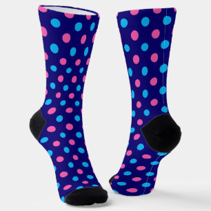 Navy Blau Pink Cyan Punkte Muster Socken