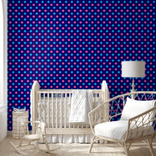 Navy Blau Pink Cyan Punkte-Muster Tapete