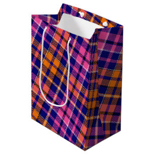 Navy Blau Pink Orange Karo Tartan Design Mittlere Geschenktüte