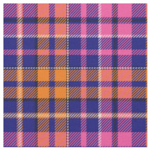 Navy Blau Pink Orange Karo Tartan Design Stoff