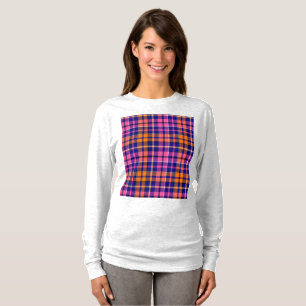 Navy Blau Pink Orange Karo Tartan Design T-Shirt