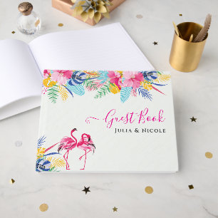 Navy Blau Pink Tropisch Wilde Regenwald Hochzeit Gästebuch