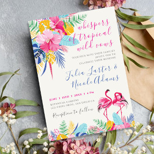 Navy-Blau Pinke Tropische Wilde Regenwald-Hochzeit Einladung