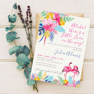 Navy Blau Pinke Tropische Wilde Wald Baby-Party Einladung