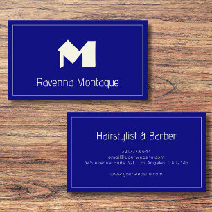 Navy Blau Premium Personalisiertes Monogramm Name Visitenkarte