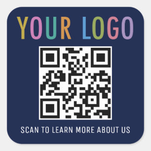 Navy Blau QR Code Aufkleber Geschäft Logo Quadrati