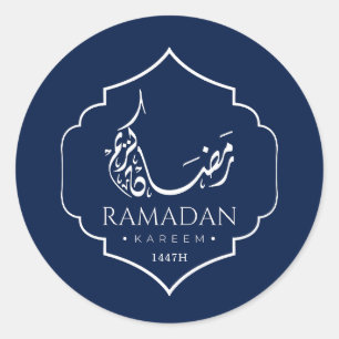 Navy Blau Ramadan Kareem Personalisierter Islamisc Runder Aufkleber