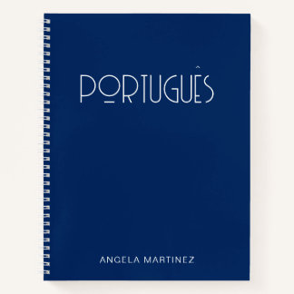Navy Blau Retro Portugiesisch Sprachstudium Notizbuch