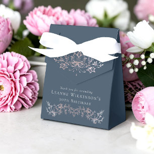Navy-Blau-Roségold-Blumen Dreißigster Geburtstag Geschenkschachtel