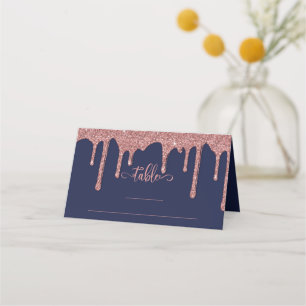 Navy-Blau-Roségold-glitzernde Hochzeit Platzkarte