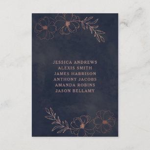 Navy Blau & Roségoldfolie Hochzeitstischnummern Einladung