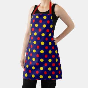 Navy Blau Rot Gelb Punkte Design Schürze