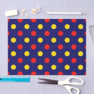 Navy Blau Rot Gelb Punkte Design Seidenpapier