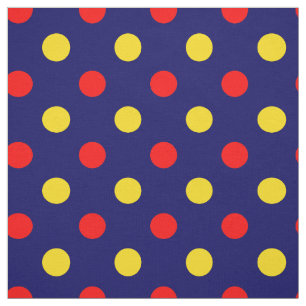 Navy Blau Rot Gelb Punkte Design  Stoff