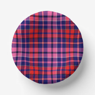 Navy Blau Rot Pink Kariert Tartan Design Pappteller