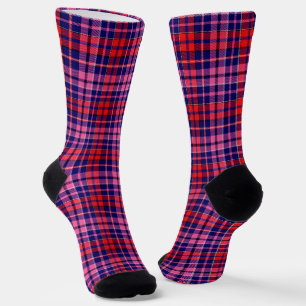 Navy Blau Rot Pink Kariert Tartan Design  Socken