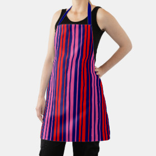 Navy Blau Rot Pink Vertikale Streifen Design Schürze