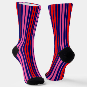 Navy Blau Rot Pink Vertikale Streifen Design Socken