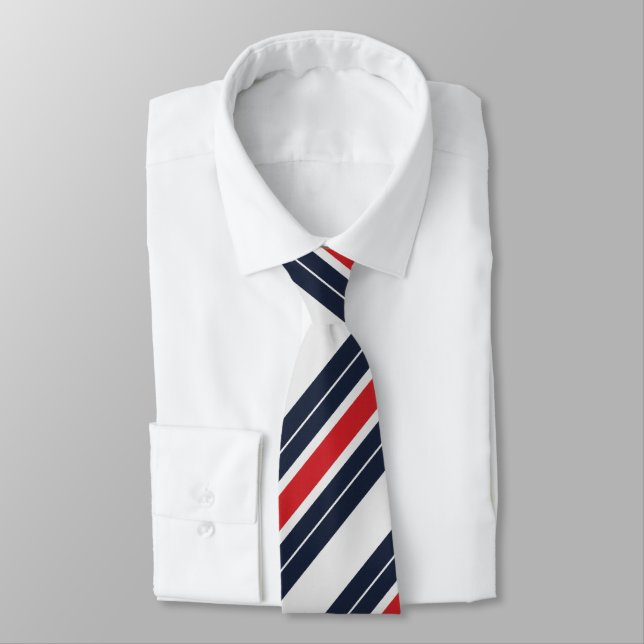 Navy Blau Rot Weiß Candy Stripe Krawatte (Gebunden)