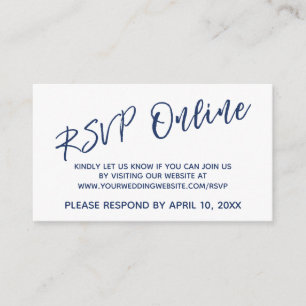 Navy Blau RSVP Online Casual Handschrift Begleitkarte