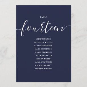 Navy Blau Schrift Tisch Nummer 14 Sitzordnung Einladung