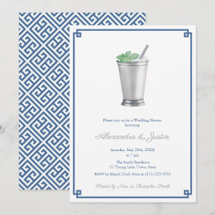 Navy Blau & Silber Grau Mint Julep Hochzeitsdusche Einladung