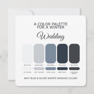 Navy Blau Silber Winterhochzeitspalette 2026 Karte