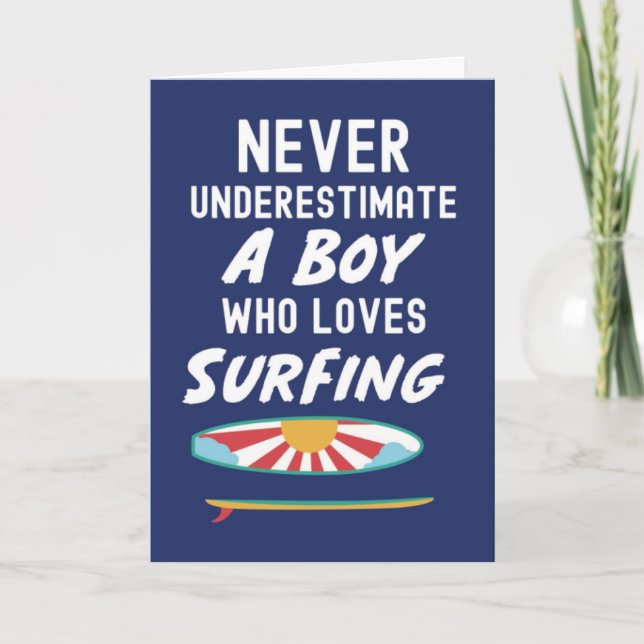 Navy Blau Surfer Karten Für Kinder Jungen Surfen S (Vorderseite)