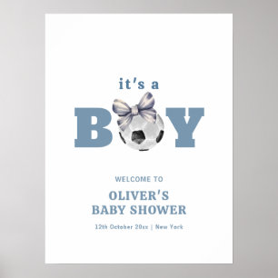 Navy Blau Süße Schleife Fußball Junge Baby Shower Poster