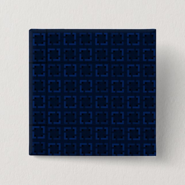 Navy-Blau-symmetrisches abstraktes Modemuster Button (Vorderseite)