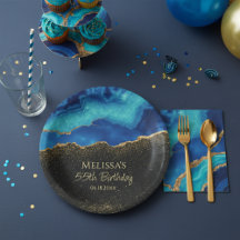 Navy Blau Teal Gold Glitter Abstract Aquarell