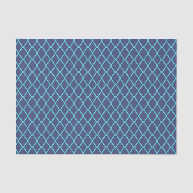 Navy Blau und Aquamarines traditionelles marokkani Seidenpapier (Vorderseite)