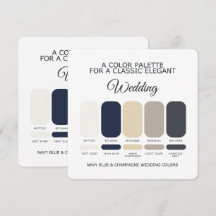 Navy Blau und Champagner Hochzeitsfarbpalette Kart Einladung