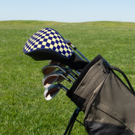 Navy-Blau und Gelb Karomuster Golf Headcover