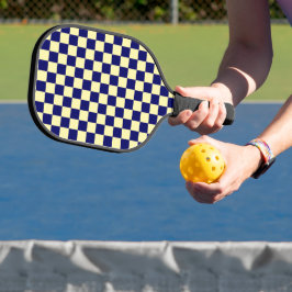 Navy-Blau und Gelb Karomuster Pickleball Schläger