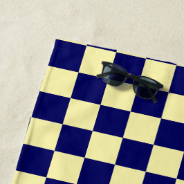 Navy-Blau und Gelb Schachbrettmuster Strandtuch