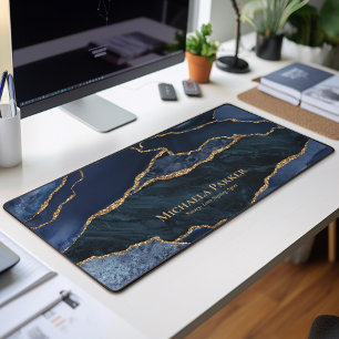 Navy Blau und Gold Achat Geode Geschäfts-  Schreibtischunterlage