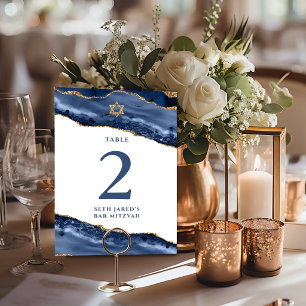 Navy Blau und Gold Achat Geode Gestein Tischnummer