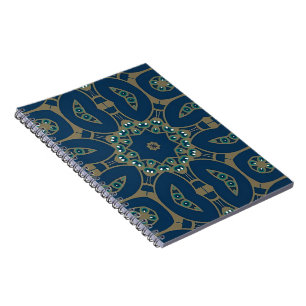 Navy Blau und Gold geometrisches Oktagon-Muster Notizblock