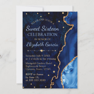 Navy Blau und Gold Glitter Achat und Marmor Sweet Einladung