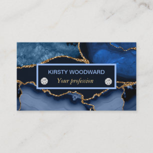 Navy Blau und Gold Glitter Achat Visitenkarte